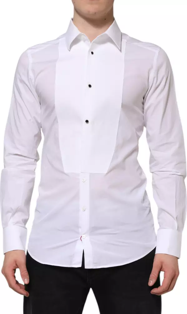 White Cotton GOLD Bib Poplin Formal Shirt