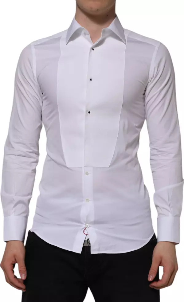 White Bib Cotton Poplin GOLD Formal Shirt