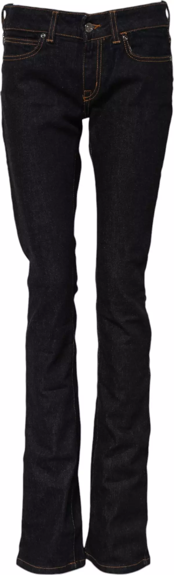 Dark Blue Cotton Mid Waisted Skinny Denim Jeans