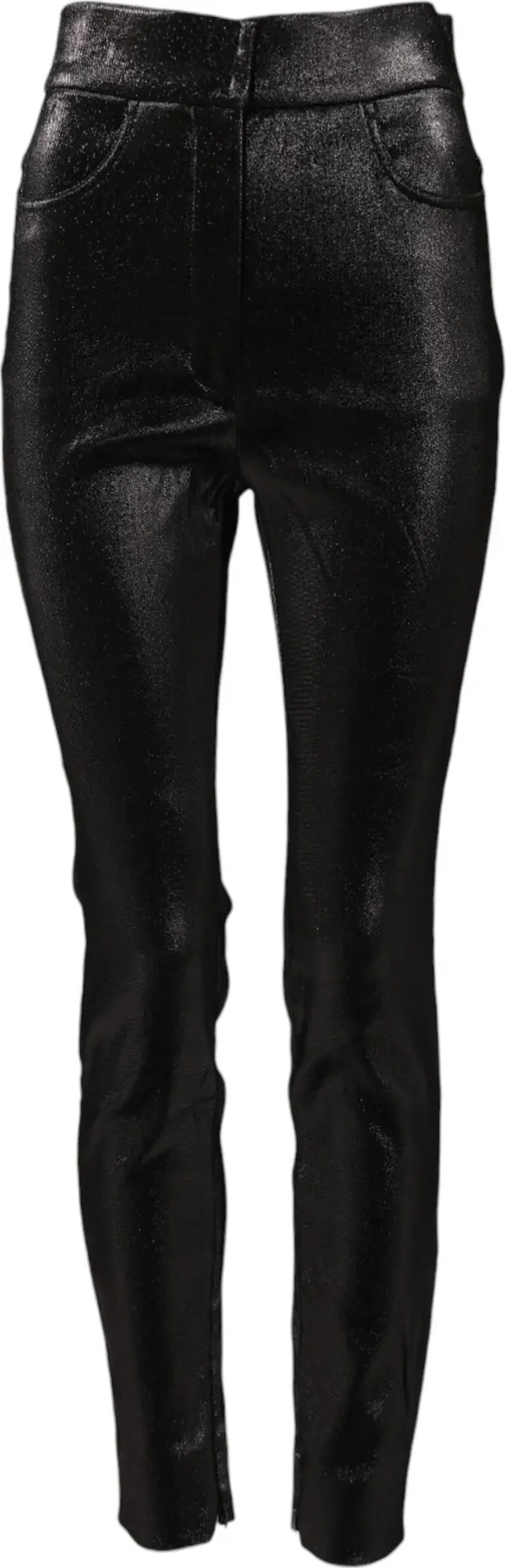 Black Cotton Stretch Silver Lurex Thread Pants