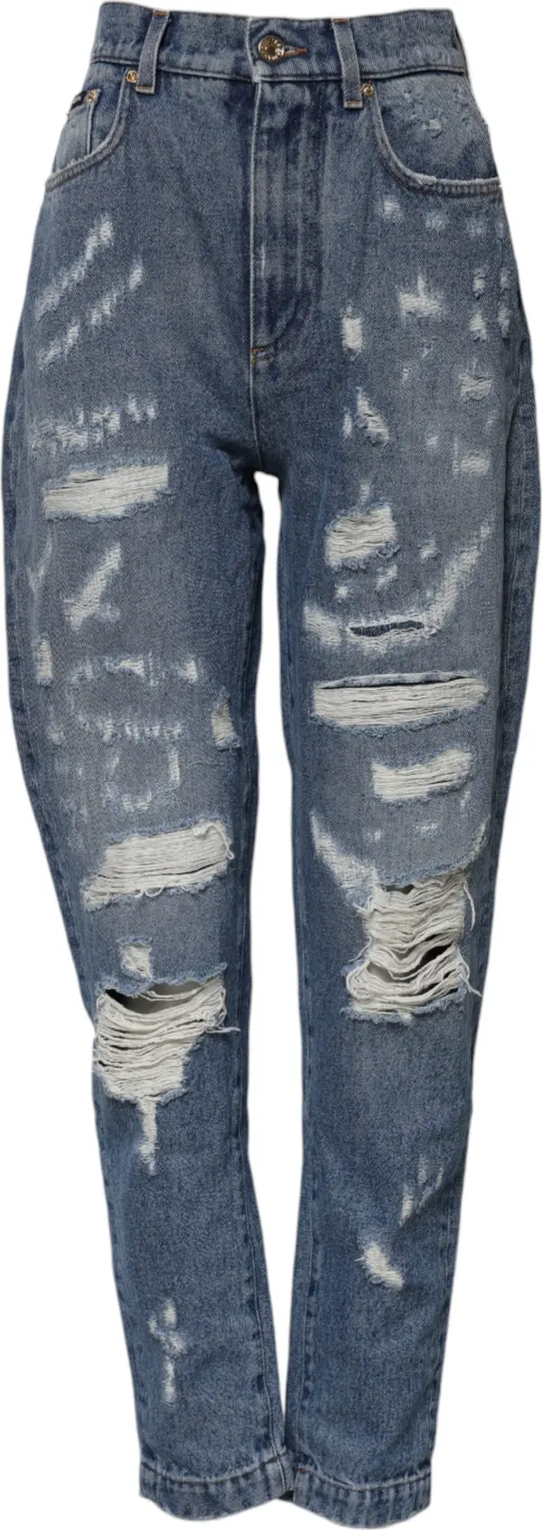 Blue Tattered High Waist Women Denim Jeans