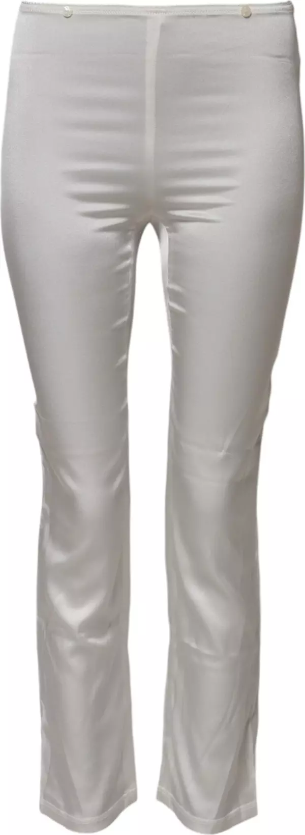 Ivory Silk Tapered High Waist Pants