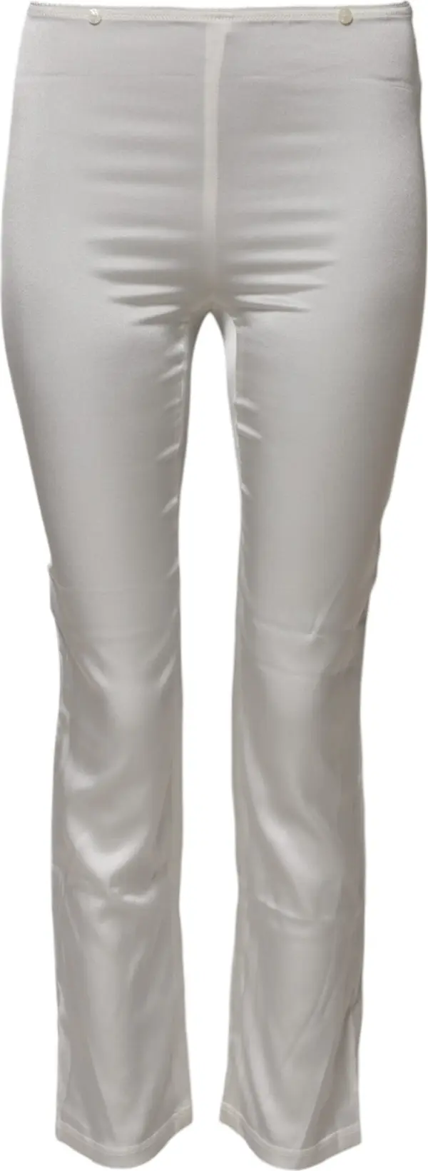 Ivory Silk Tapered High Waist Pants