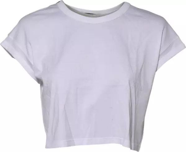 White Cotton Short Sleeves Cropped T-shirt