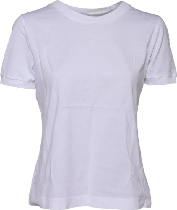 White Cotton Round Neck Short Sleeves T-shirt