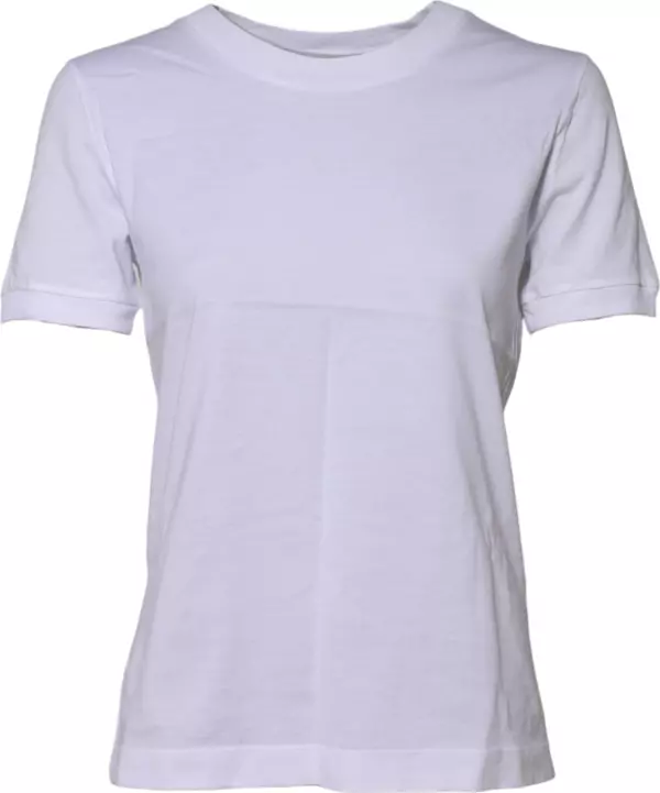 White Cotton Round Neck Short Sleeves T-shirt