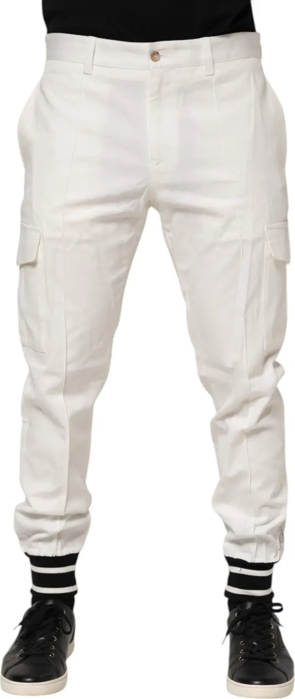 White Cotton Jogger Cargo Skinny Men Pants