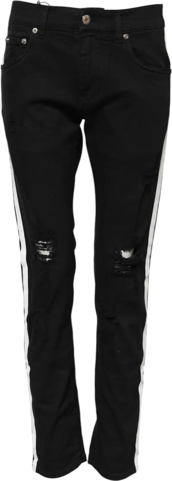Black Tattered White Lining Skinny Denim Jeans