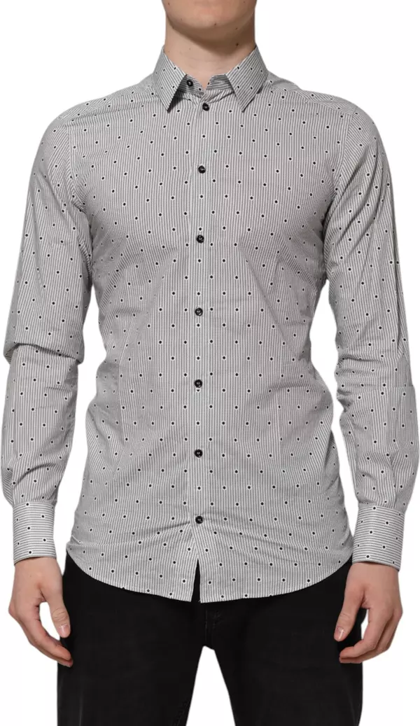 Gray Dotted Semi Fitted GOLD Men Formal Shirt