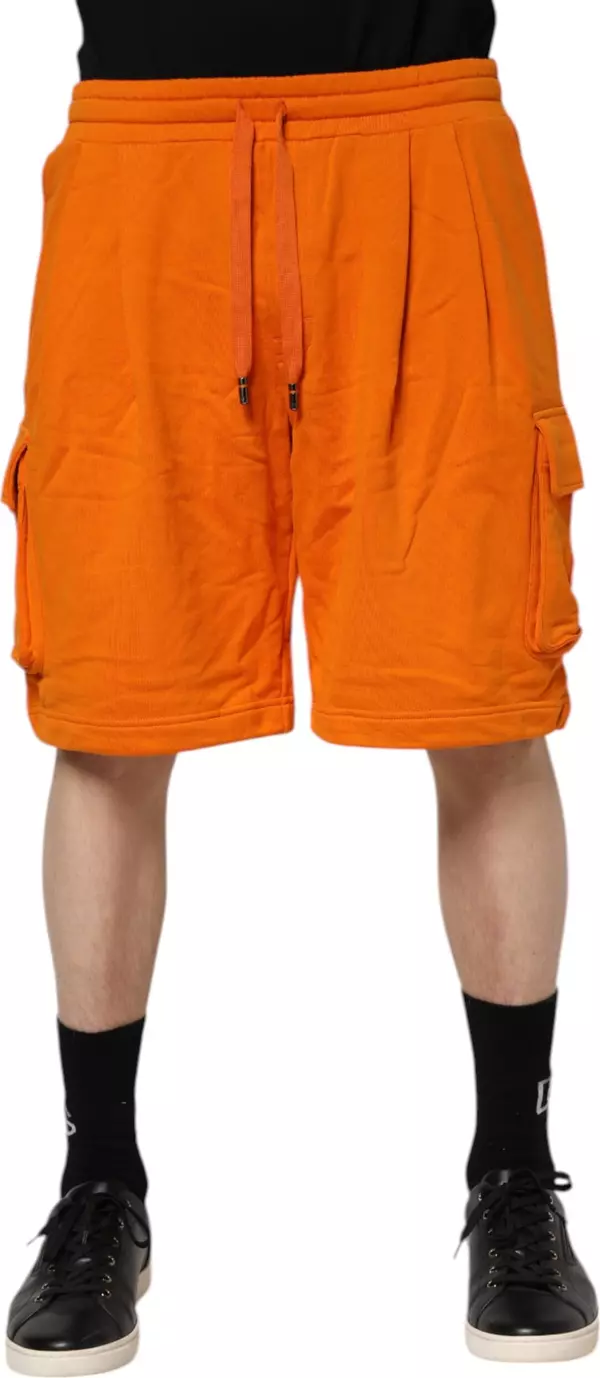 Orange Cotton Men Casual Cargo Bermuda Shorts