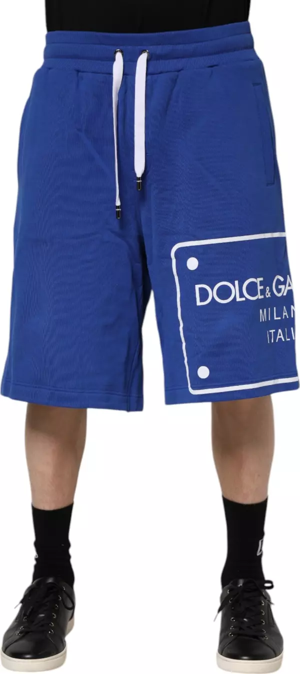 Blue Logo Cotton Bermuda Sweatshorts Shorts