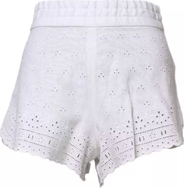 White Linen High Waisted Hot Pants Shorts