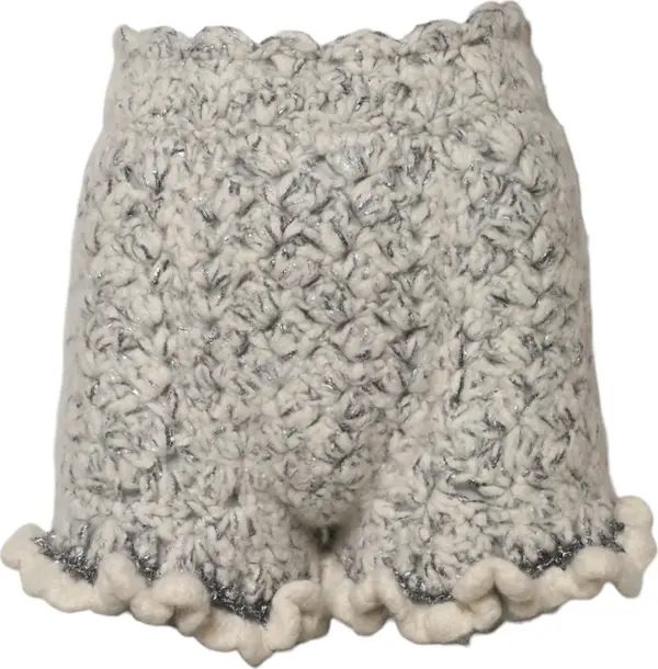 Metallic Bouclé Knit Cashmere Ruffled Shorts