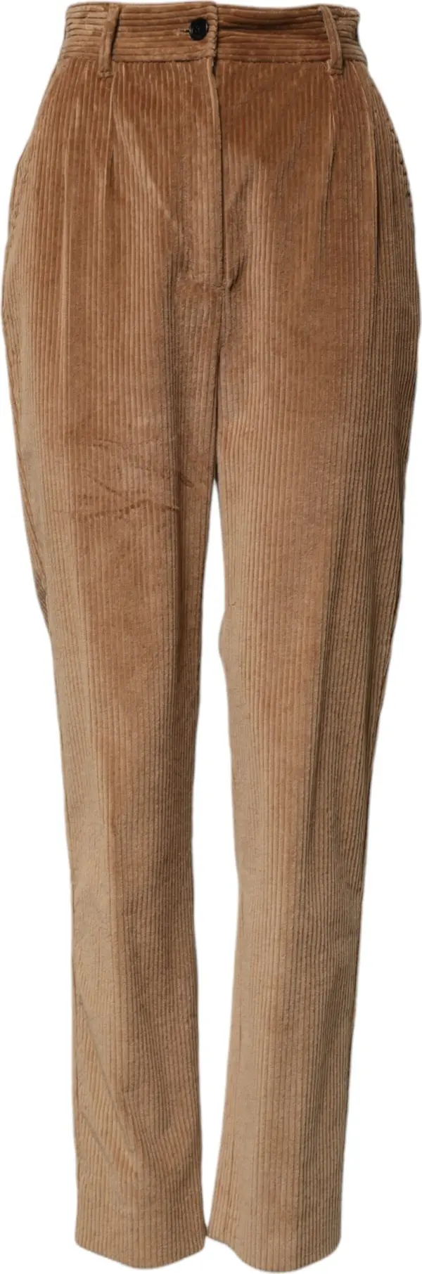 Brown Cotton Corduroy Tapered Pants