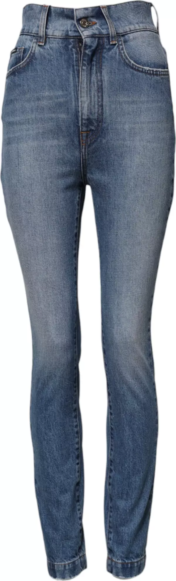 Blue Washed Skinny High Waist Denim Jeans