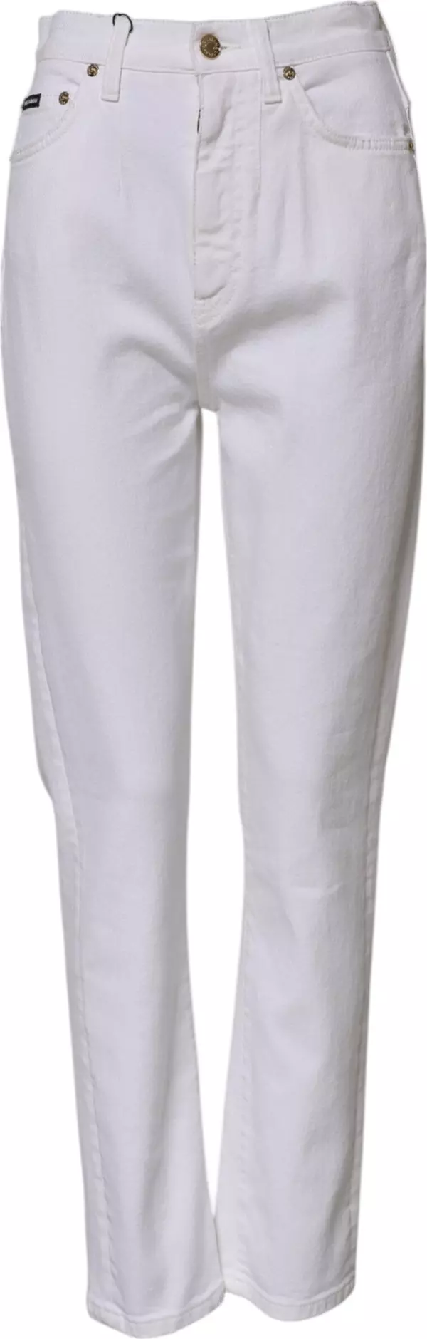 White Cotton High Waist Straight Denim Jeans