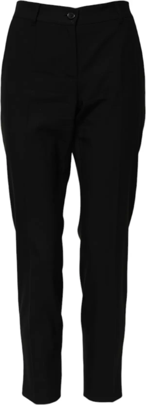 Black Wool High Waist Tapered Pants