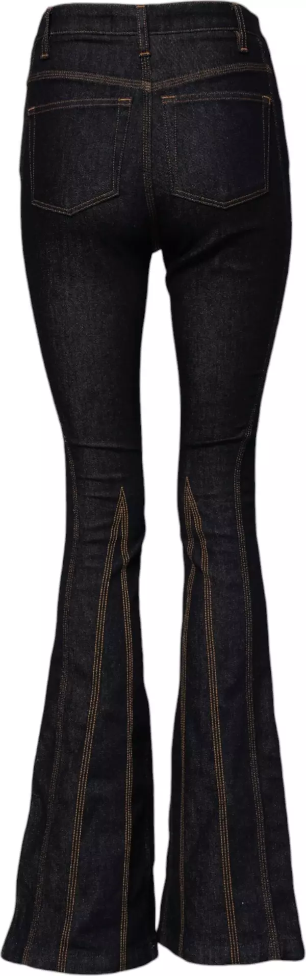 Black Cotton Mid Waist Bootcut Denim Jeans