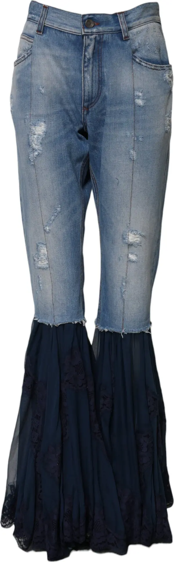Blue Cotton High Waist Flared Denim Jeans