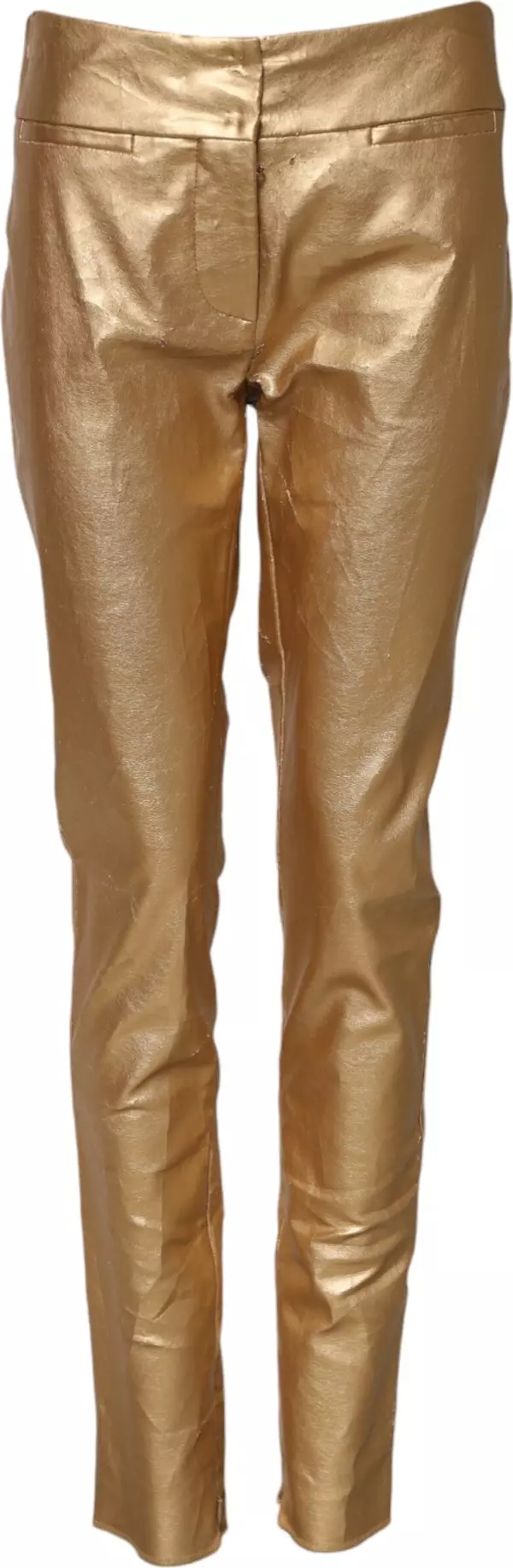 Metallic Gold High Waist Skinny Trouser Pants