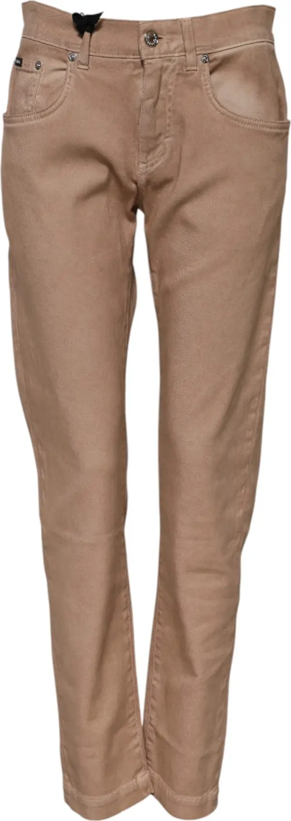 Brown Cotton Boyfriend Denim Trousers Jeans