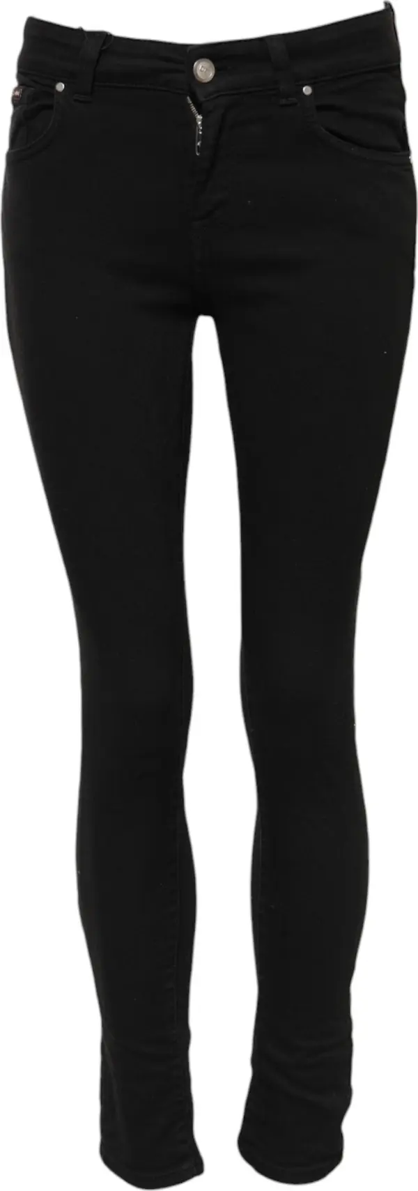 Black Cotton Skinny Mid Waist Denim Jeans