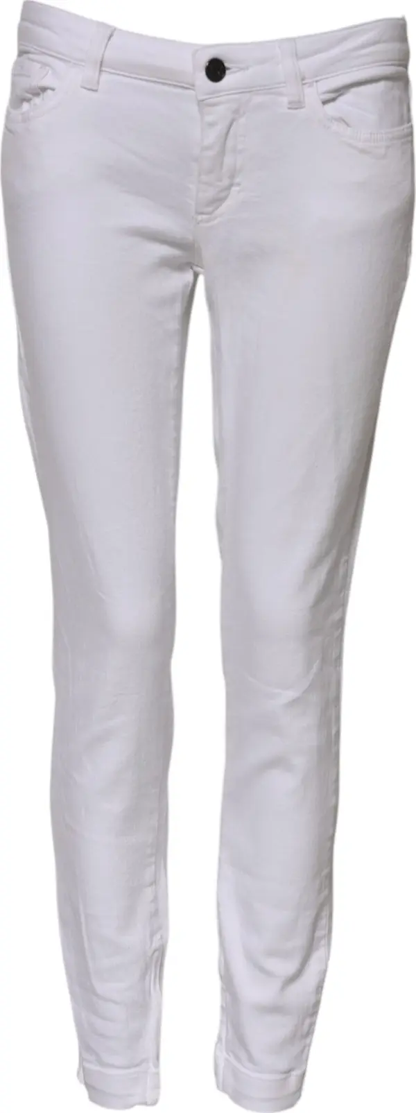 White Cotton Low Waist Skinny Denim Jeans