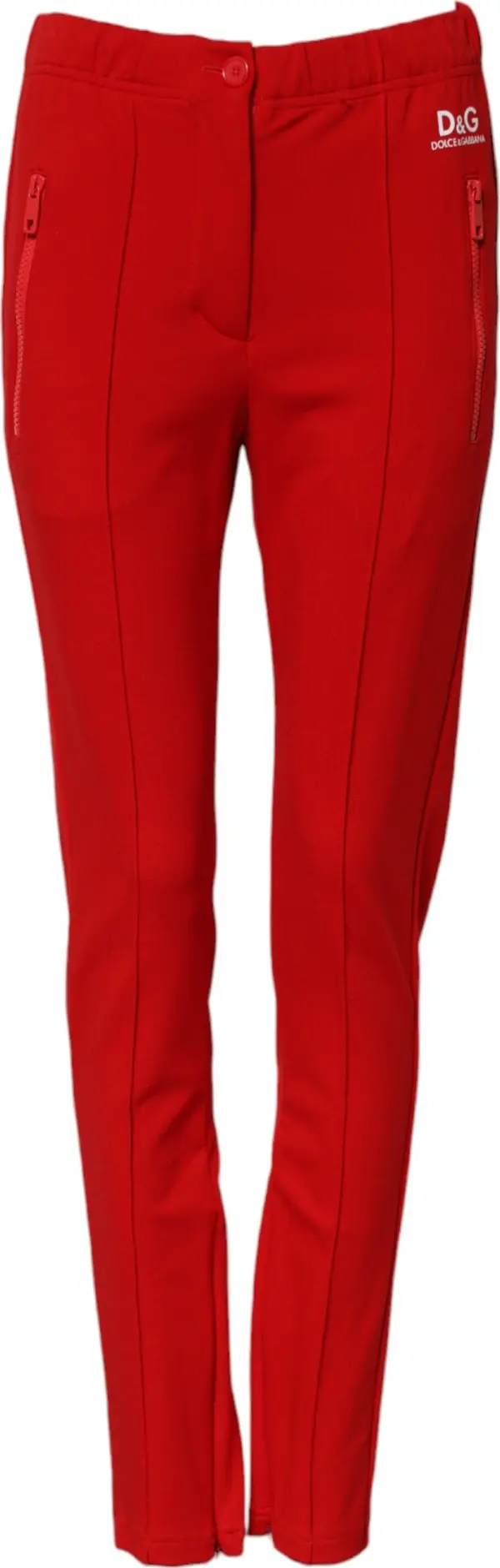 Red Mid Waist Slim Fit Pants