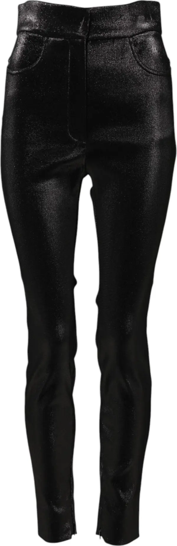 Black Cotton Stretch Lurex Thread Skinny Pants