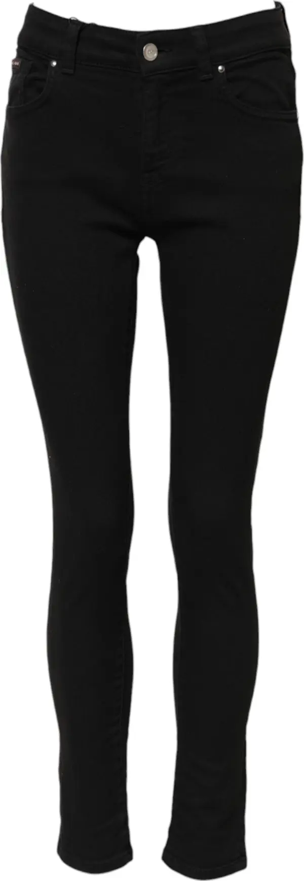 Black Cotton Mid Waist Skinny Denim Jeans