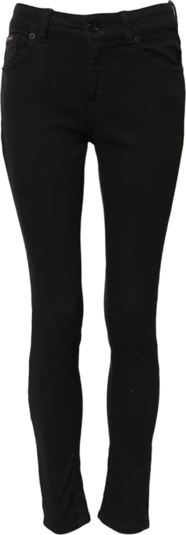 Black Cotton Skinny Mid Waist Denim Jeans