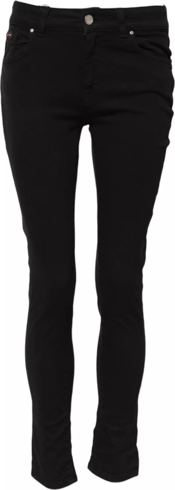 Black Cotton Skinny Mid Waist Denim Jeans