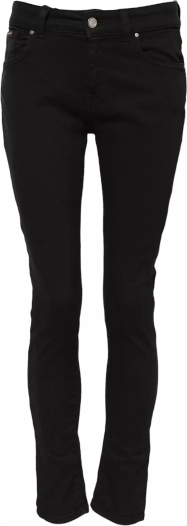 Black Cotton Logo Skinny Mid Waist Denim Jeans