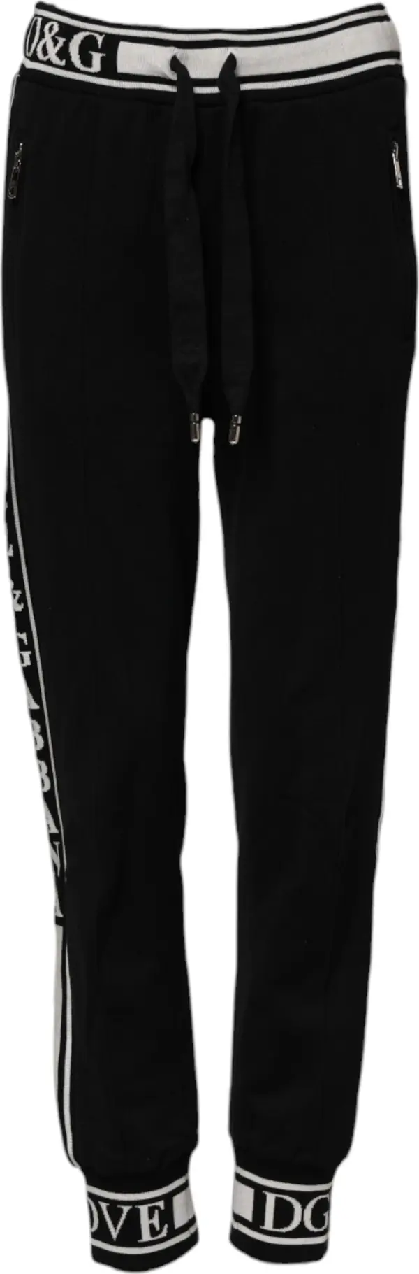 Black Cotton Jogger Logo Waist Pants