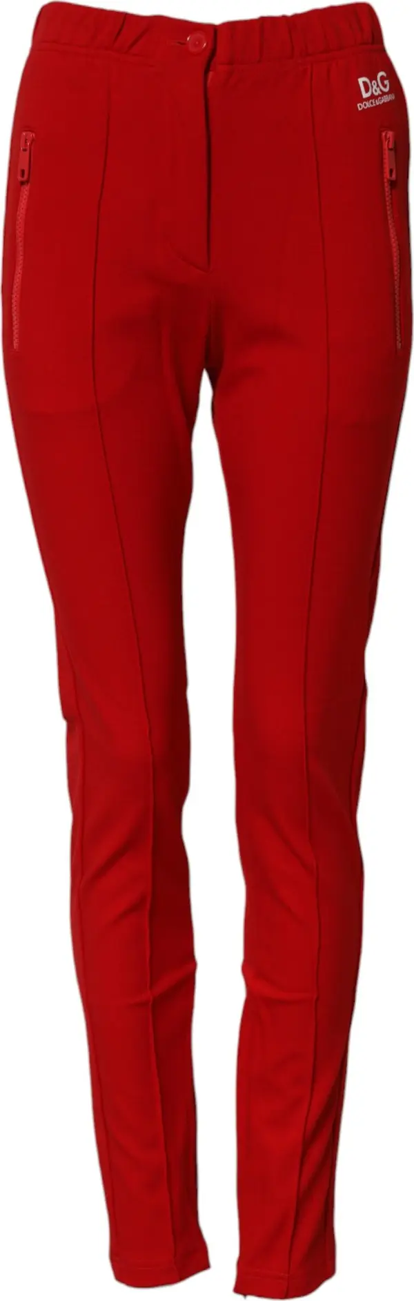 Red Mid Waist Slim Fit Pants