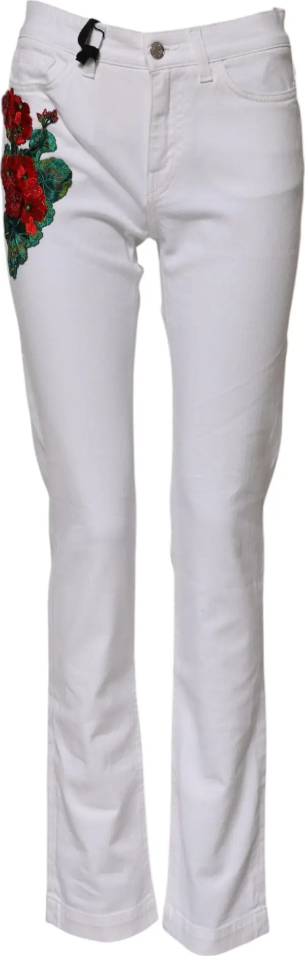 White Floral Embroidery GIRLY Denim Jeans