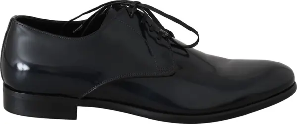 Blue Leather Polished Dress Derby Shoes