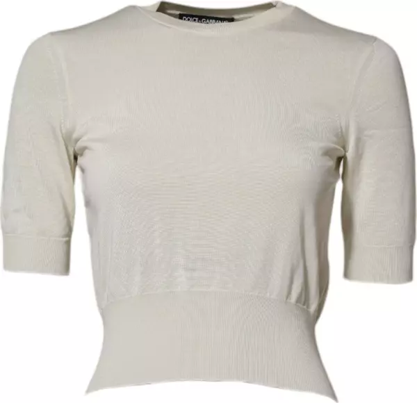 White Silk Short Sleeves Blouse Pullover Top