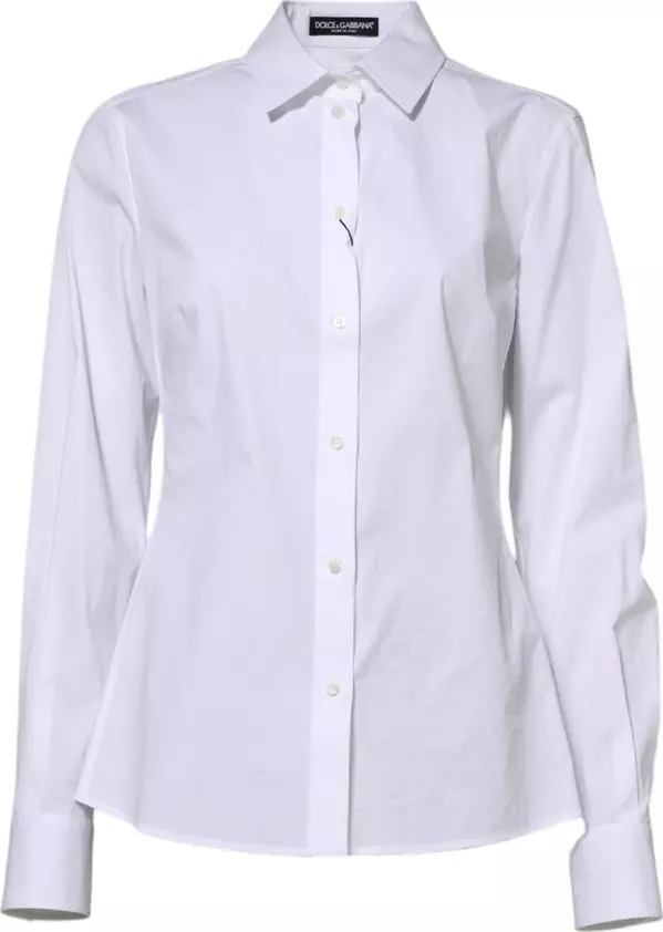 White Cotton Long Sleeves Collared Shirt Top