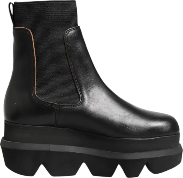 Black Chelsea Leather Pull On Women Ankle Boots Shoes