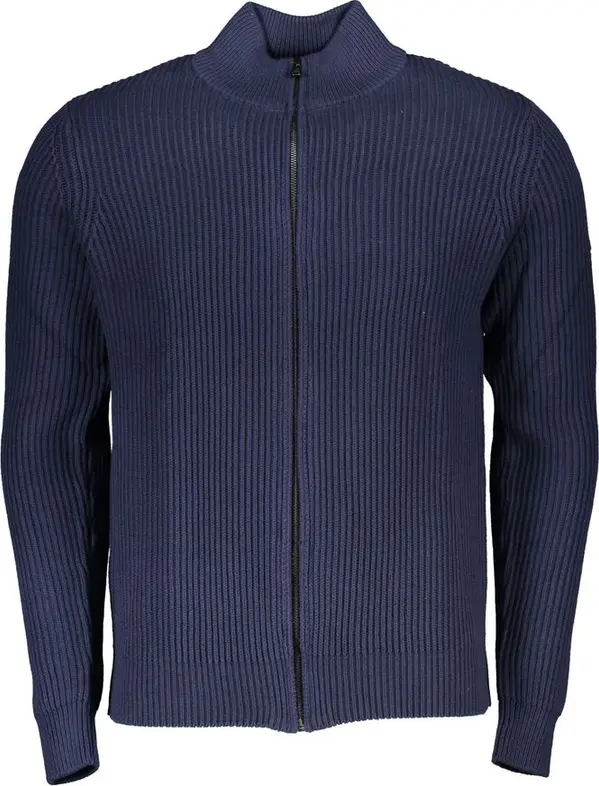 Blue Cotton Men Cardigan