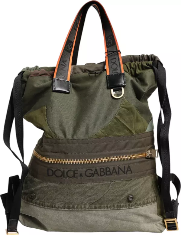 Military Green Patchwork Rucksack Backpack Bag