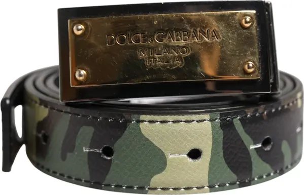 Multicolor Camouflage Metal Logo Buckle Belt