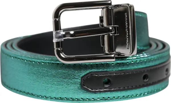 Green Black Polyester Metal Buckle Belt