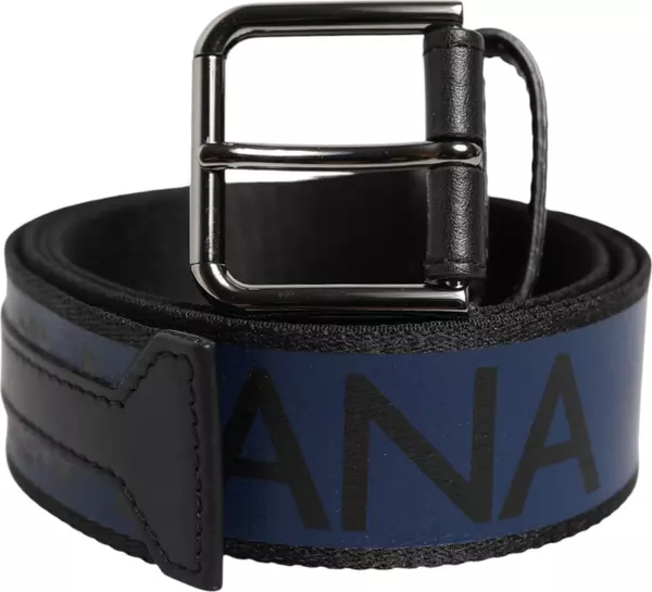 Blue Black Polyester Metal Buckle Belt