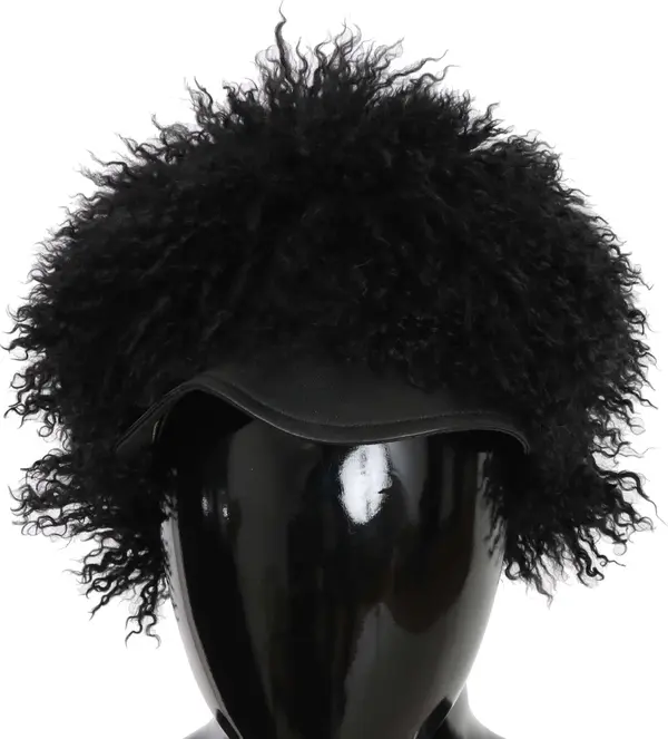 Black Tibet Lamb Fur Leather Gatsby Hat