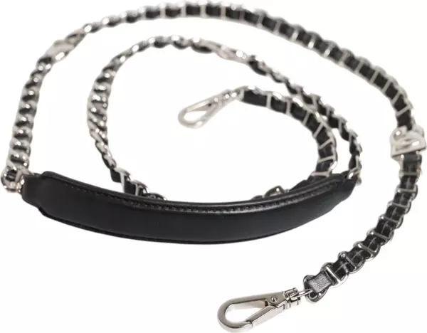 Black Leather DG Logo Chain Bag Shoulder Strap