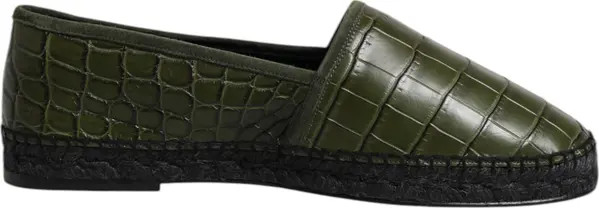 Green Exotic Leather Espadrilles Slip On Shoes