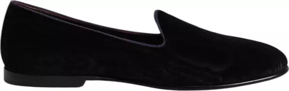 Black DG Crown Embroidery Loafers Slip On Shoes