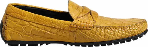 Yellow Exotic Leather Loafers Slip On Shoes
